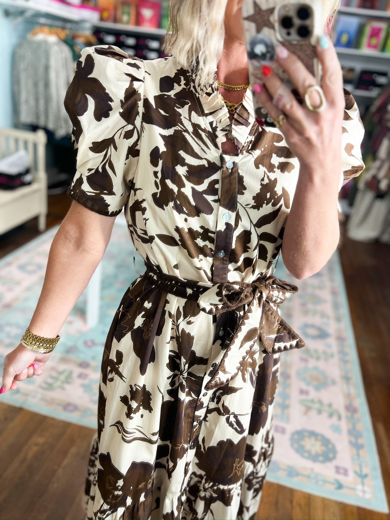 Fall in Bloom Floral Dress - Brown