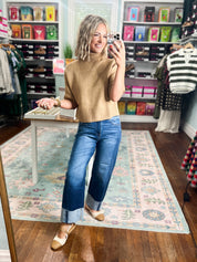 Just Walk By Short Sleeve Sweater - Camel