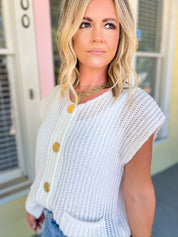 Find Your Voice Button Front Sweater - Ivory