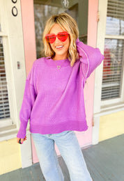 Always Be With You Two Tone Sweater - Brush Violet/Lavender