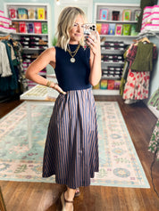 Classic Composition Midi Dress- Navy