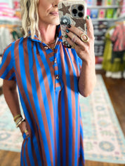 Perfect For You Striped Midi Dress - Royal