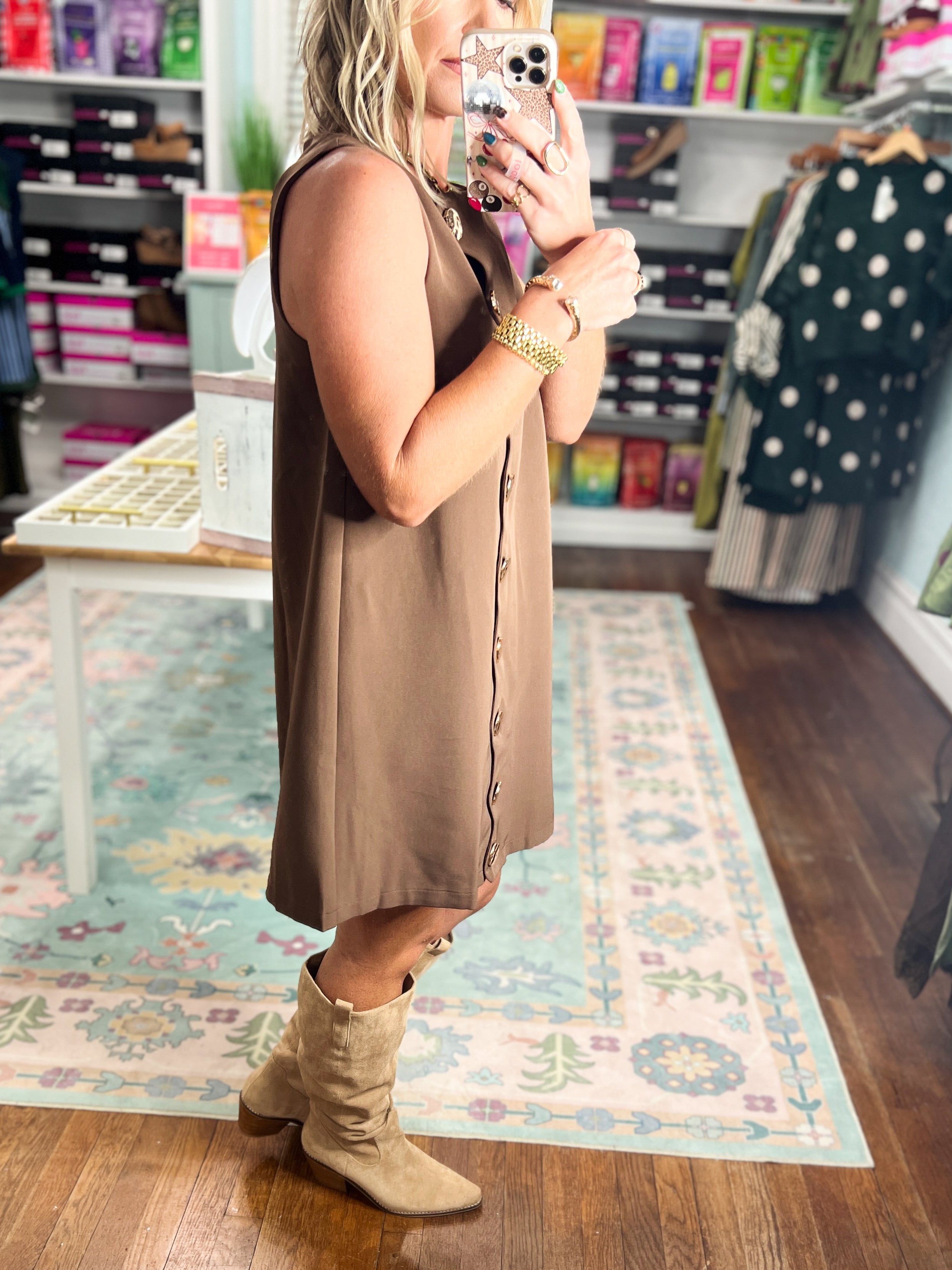 Perfect Introduction Mini Dress - Brown