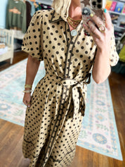 A Spot of Style Midi Dress - Taupe