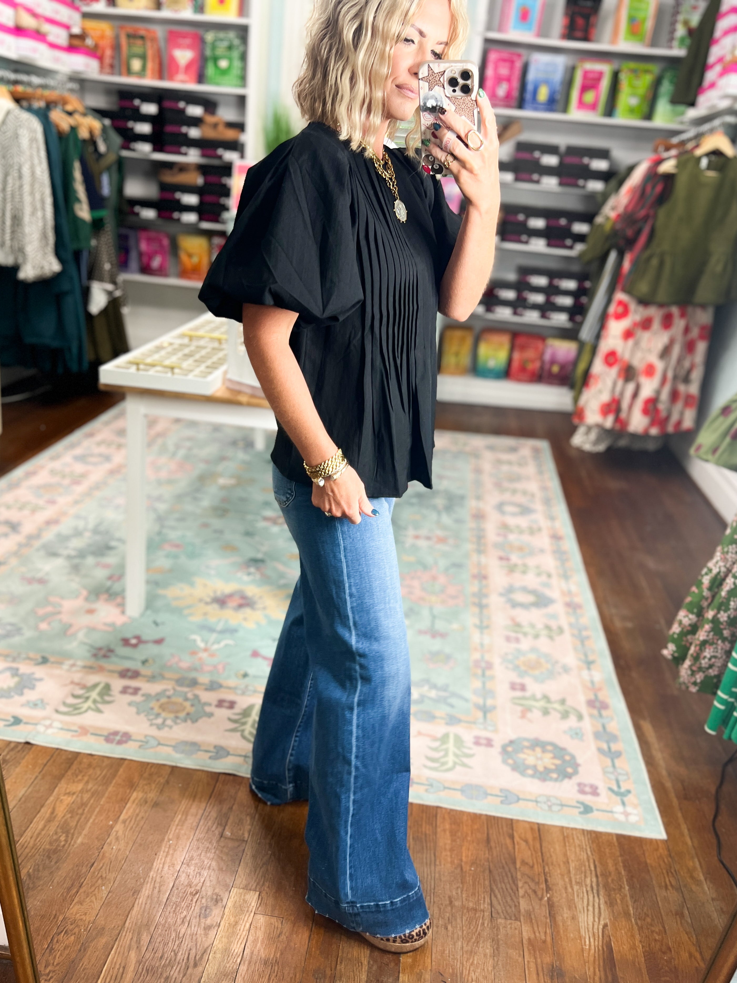 Midnight Pleated Blouse
