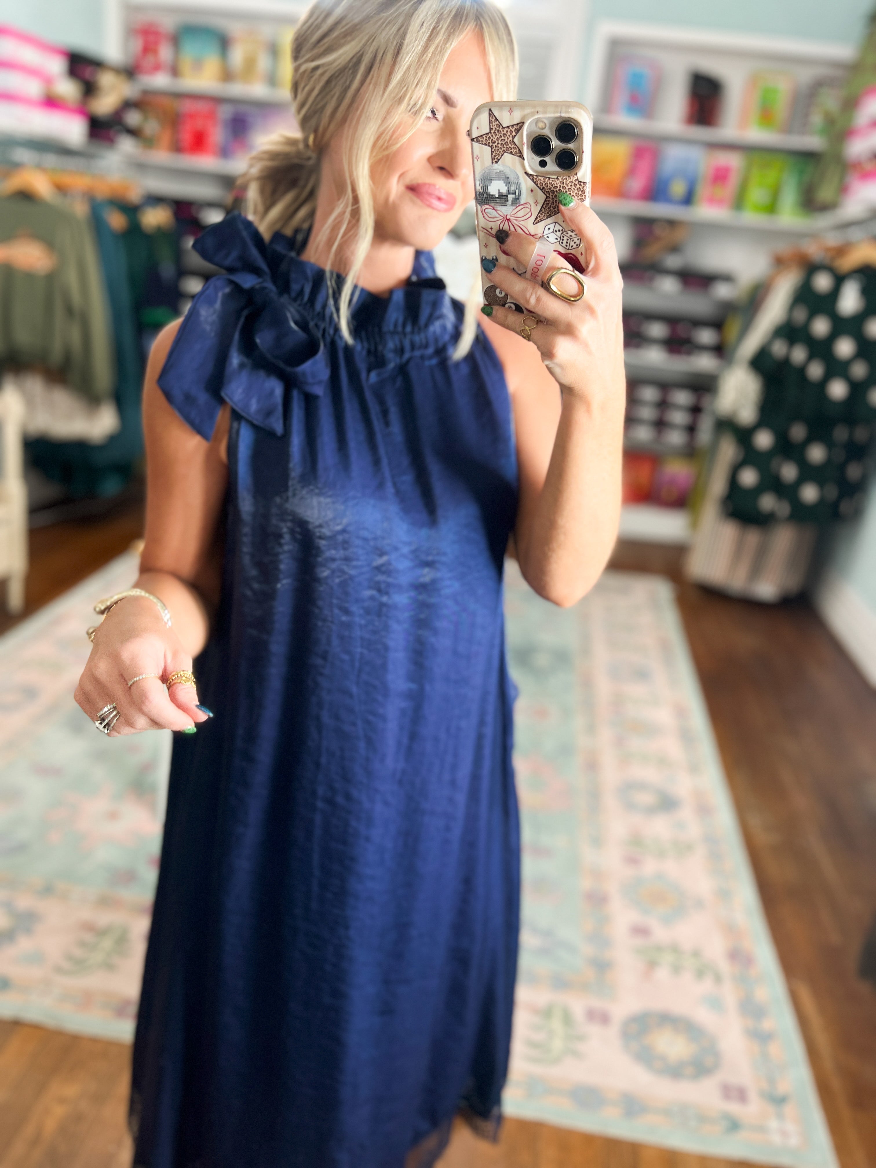 Beautiful Balance Lace Trim Midi Dress - Navy