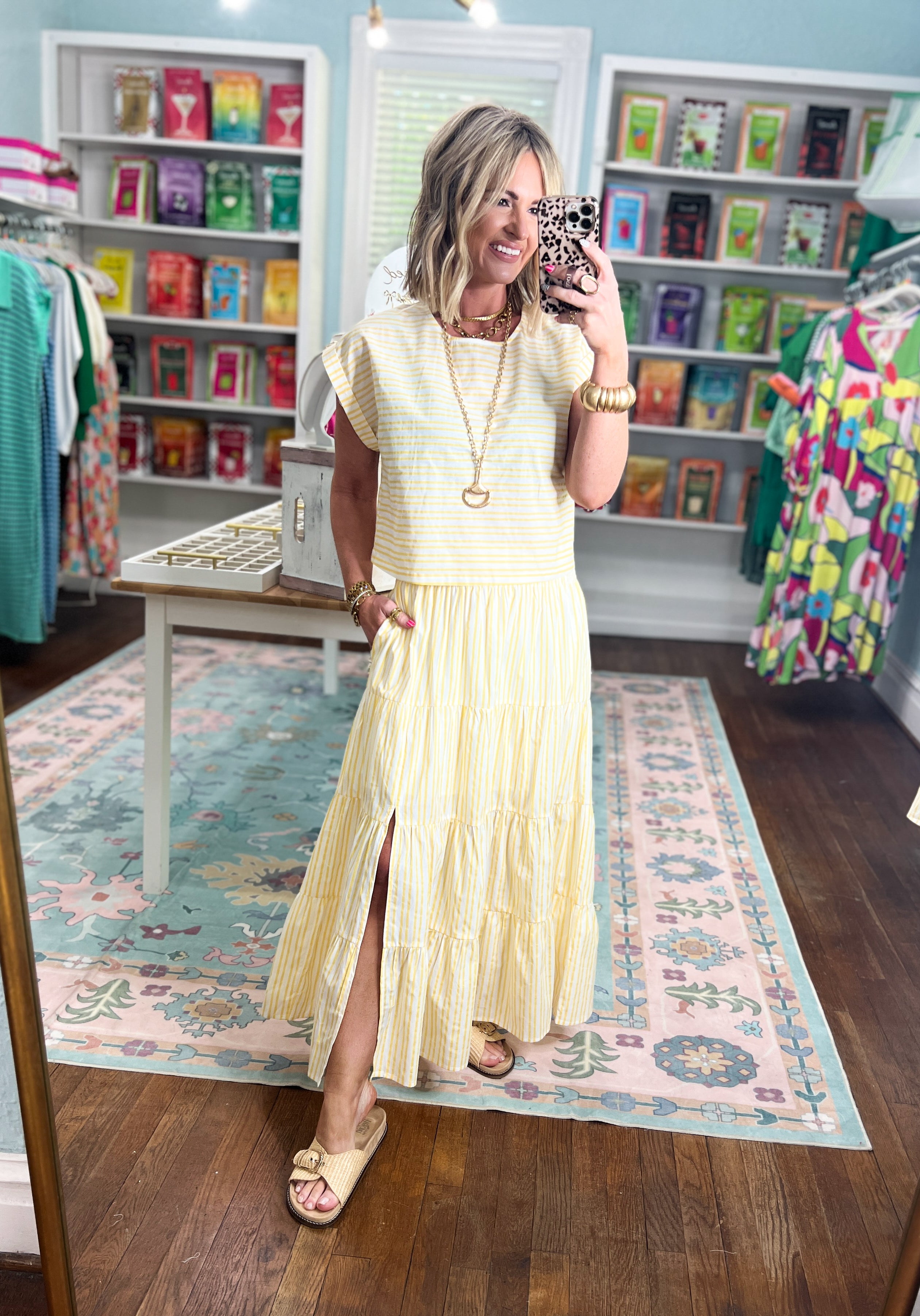 Sunday Stroll Striped Top and Skirt Set