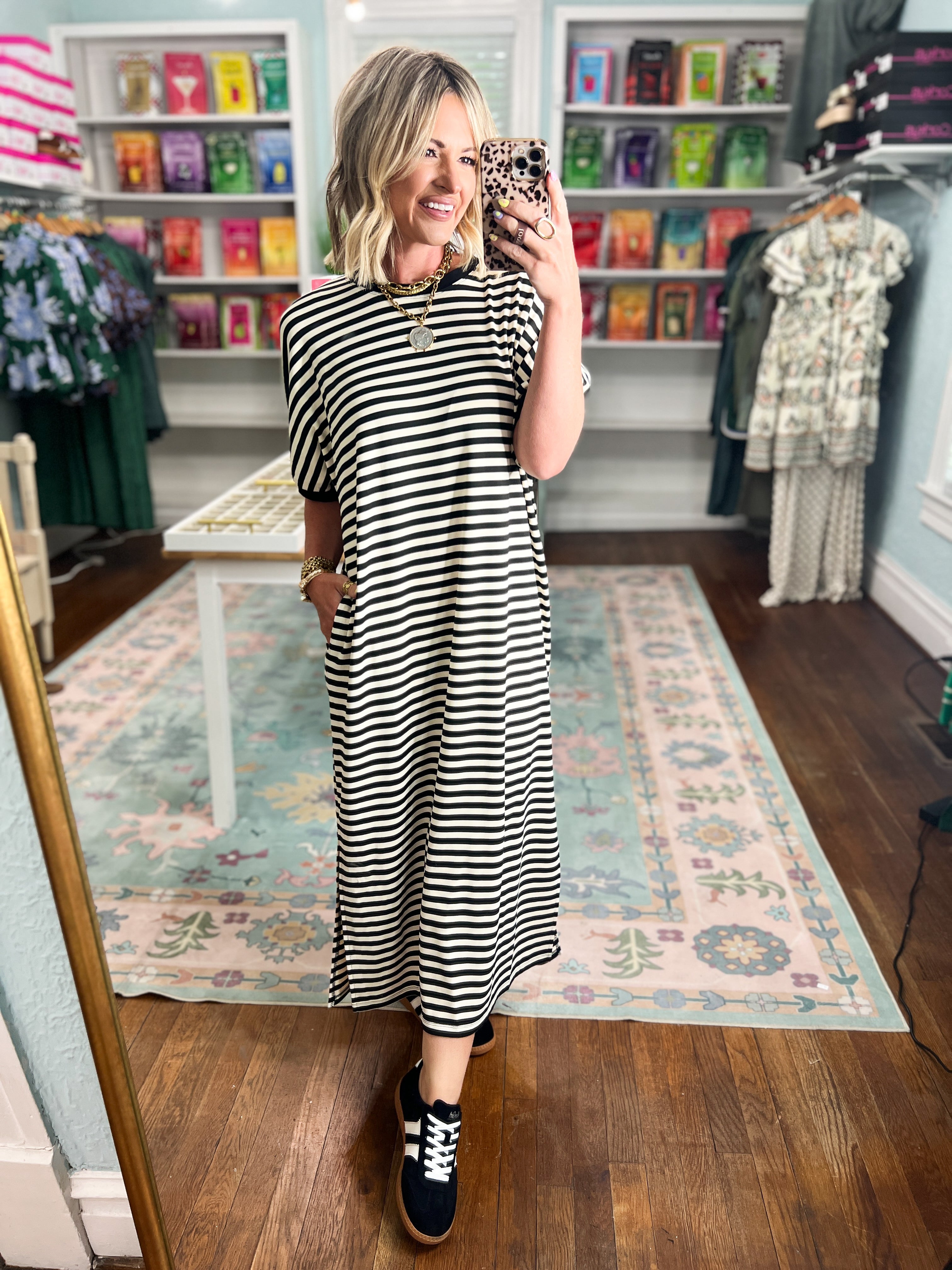 At a Glance Striped Midi Dress