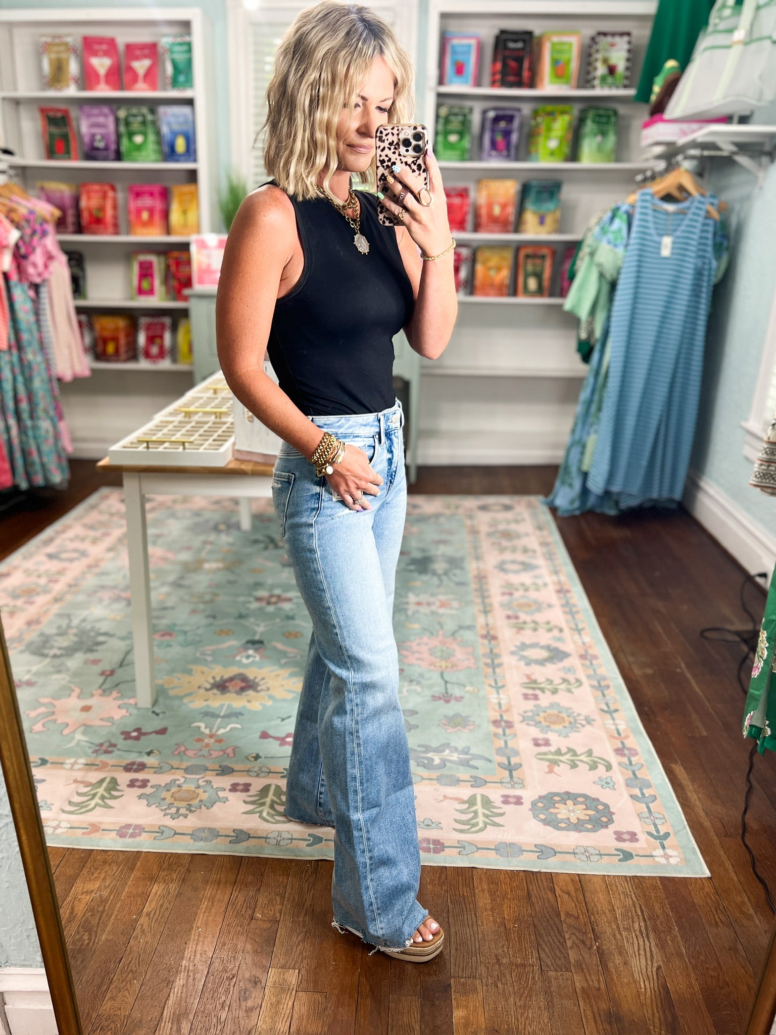 Risen |Tummy Control Mid Rise Wide Jeans