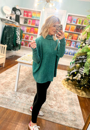 Full of Warmth Turtle Neck Sweater - Dk. Green