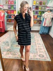 Light and Breezy Stripe Sleeveless TOP - Black