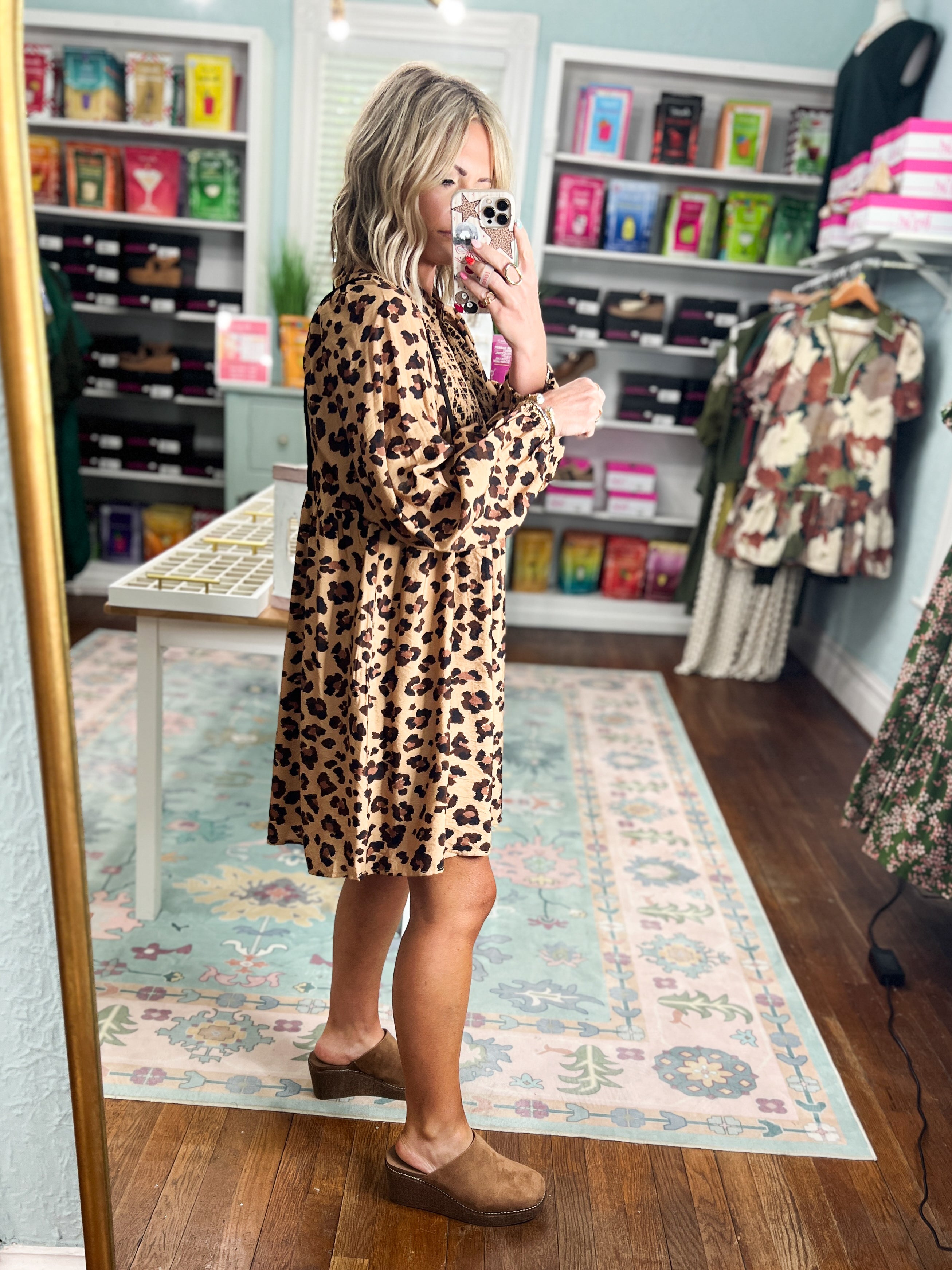 Queen of the Jungle Yoke Mini Dress - Taupe