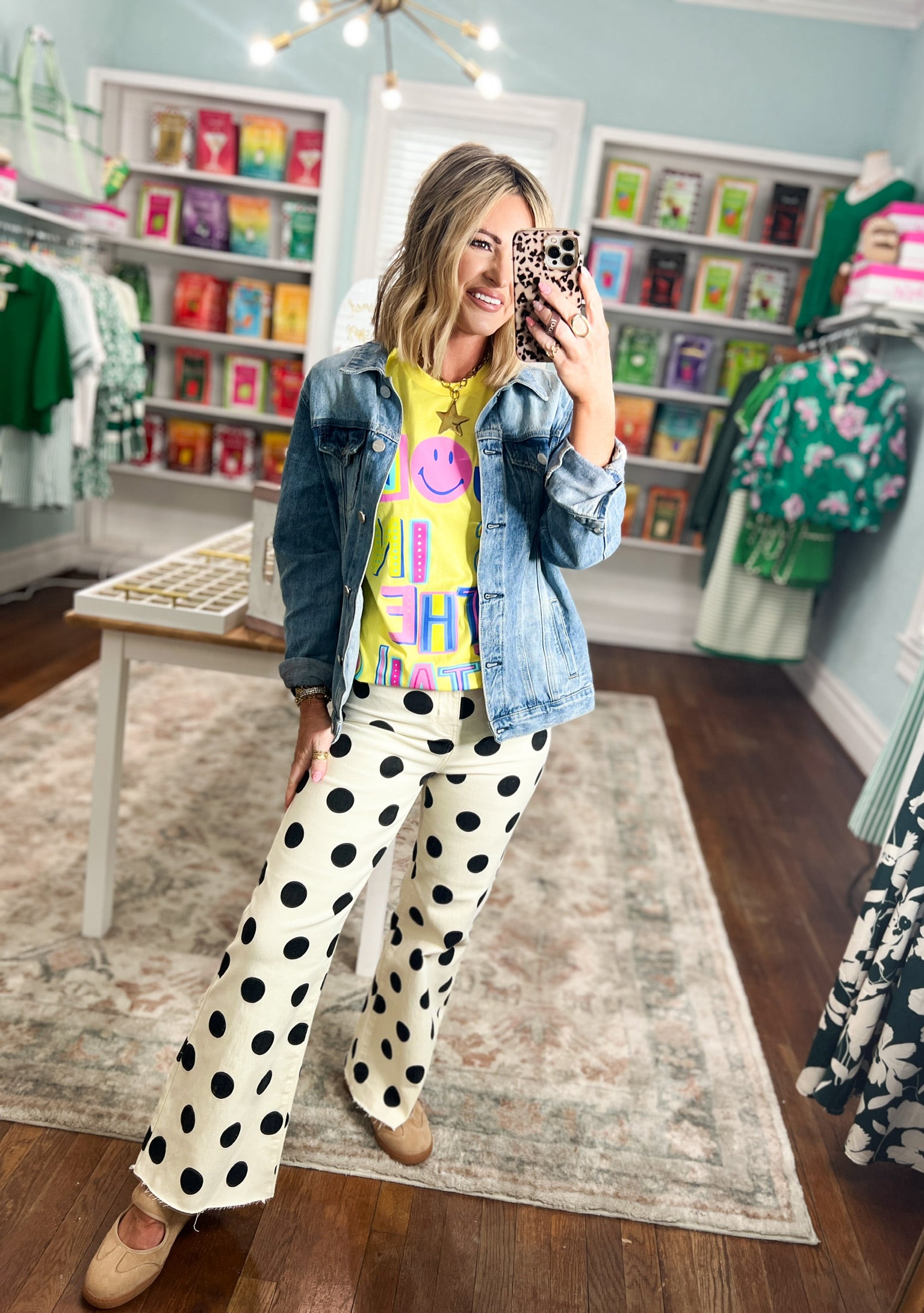 Loving The Dots Stretchy Denim Pants