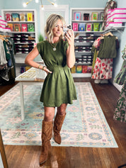 All This Time Mini Dress - Olive