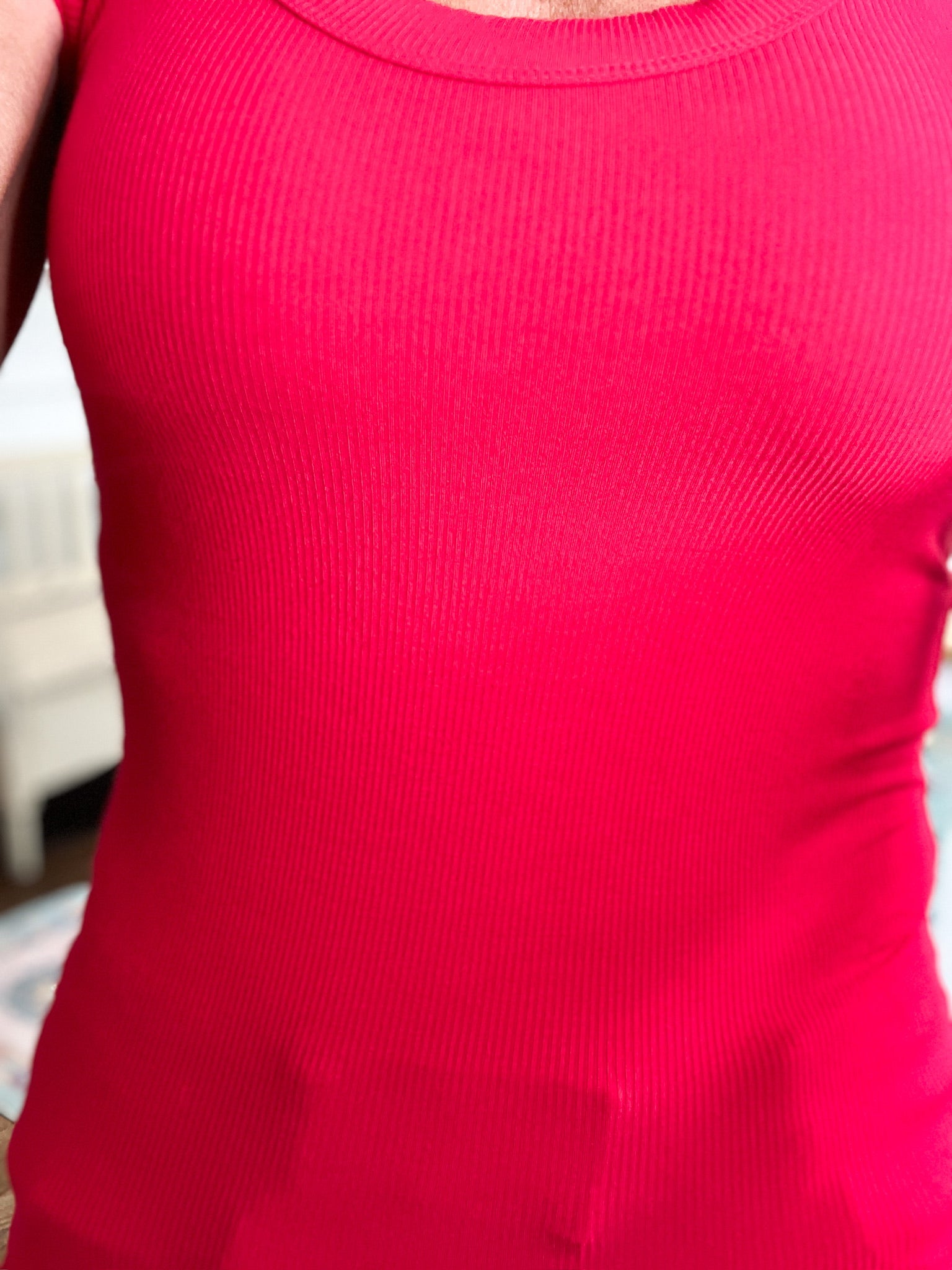 Classic Comfort Ribbed Tank - Ruby