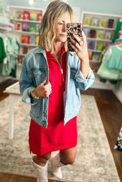 Stay On Your Mind Mini Dress - Ruby