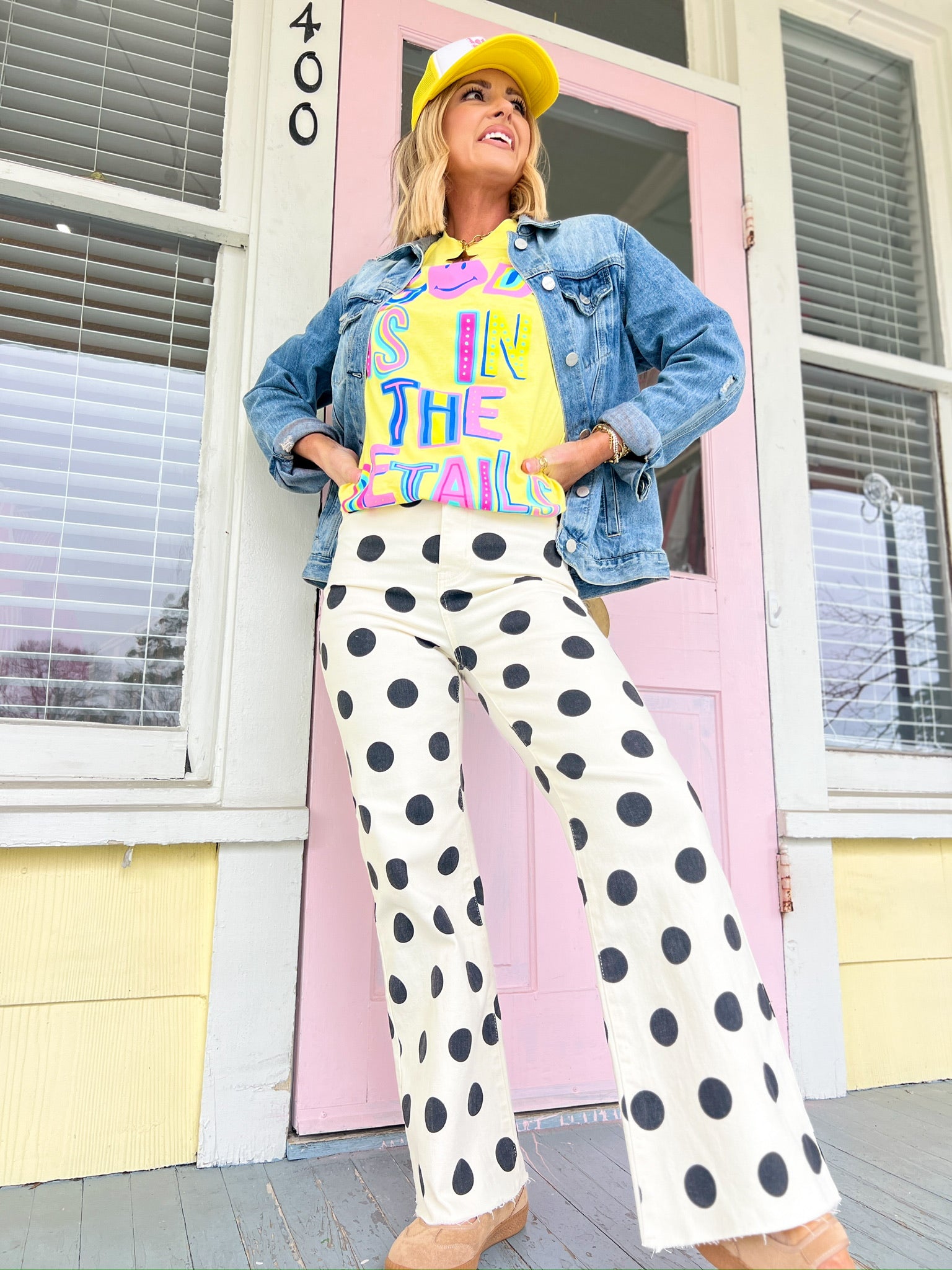 Loving The Dots Stretchy Denim Pants