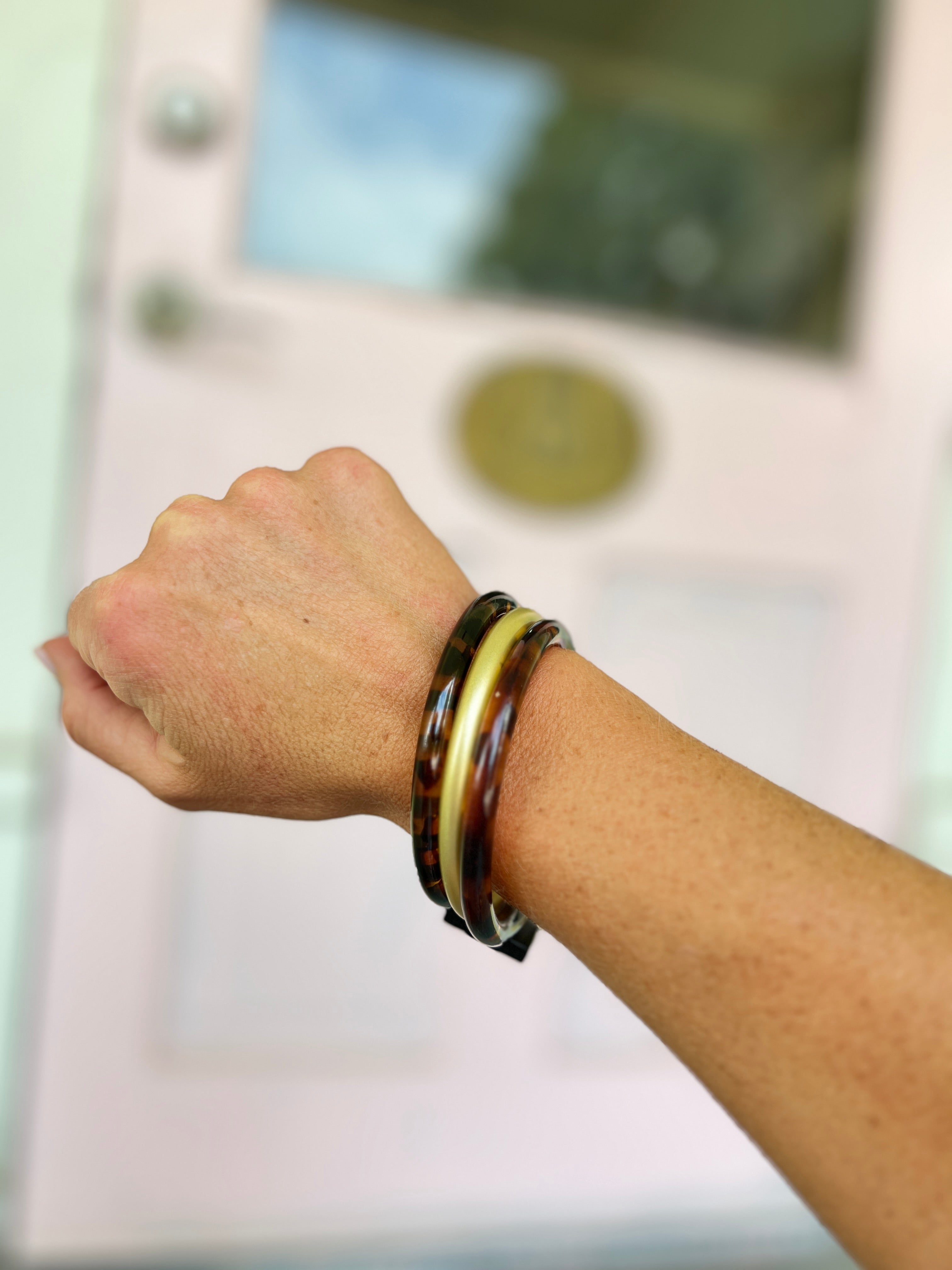 Acrylic Bangles -Tortoise/MatteGold