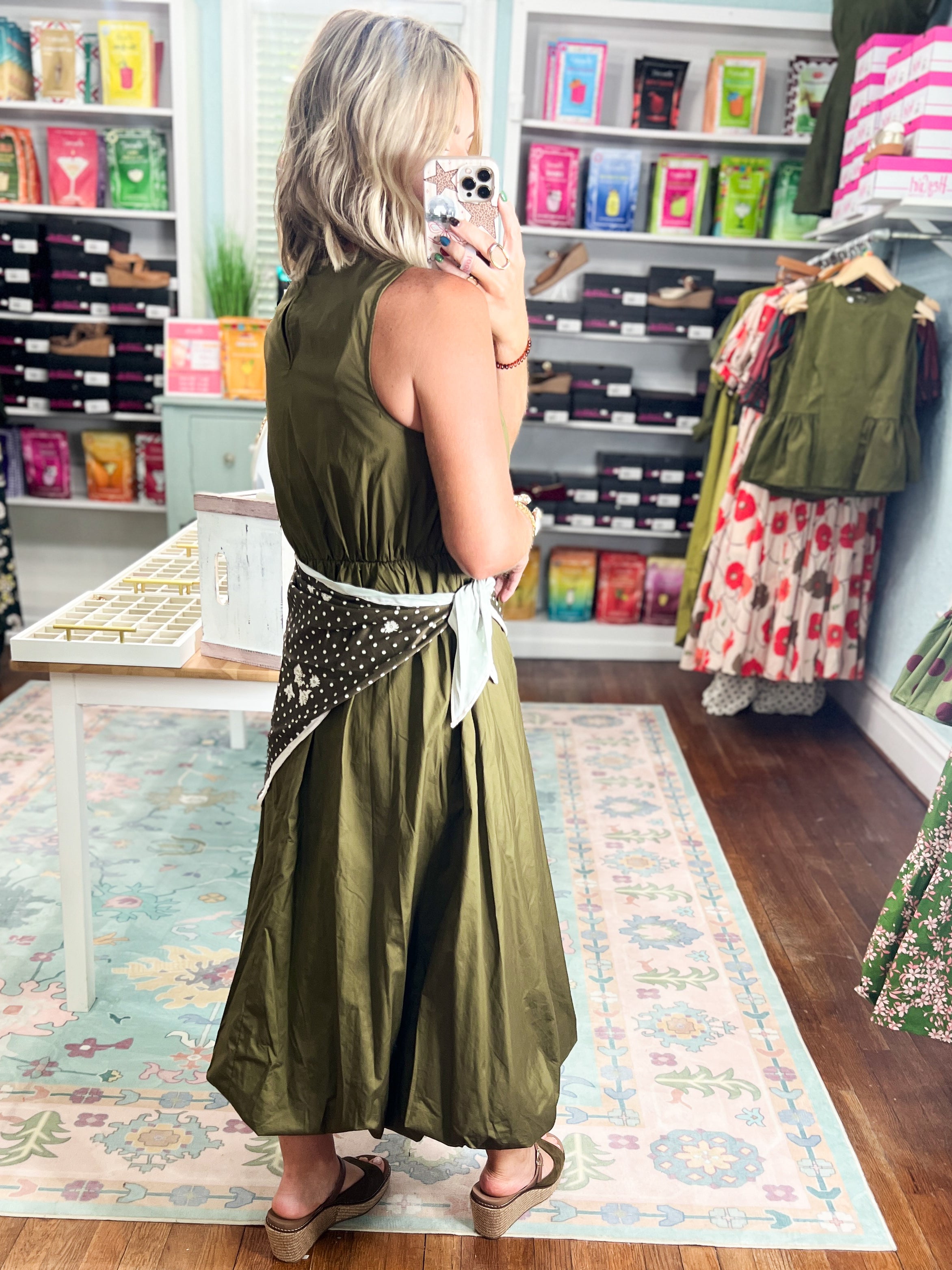 Get Their Attention Midi Dress - Olive