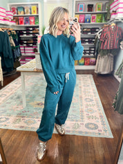 Lucky Star Patch Sleeve SWEATSHIRT - Dark Teal