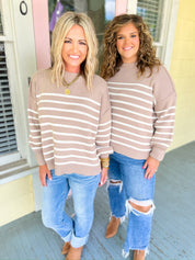 Sucker For You Striped Sweater - Ash Mocha