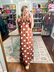 Mocha Dot Maxi Dress - Brown