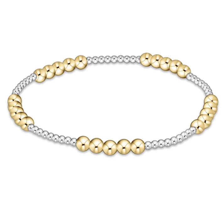 Mixed-metal beaded bracelet with gold-tone and silver-tone round 4mm beads