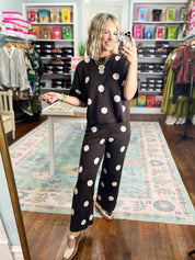 Polka Party Knit PANTS - Brown