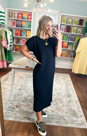 A Clear Mind Midi Dress - Black