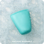 Swig iced cup cooler sleeve in teal, water-resistant neoprene-style fabric
