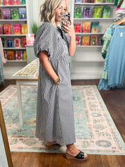 Purely Charming Polka Dot Midi Dress - Black