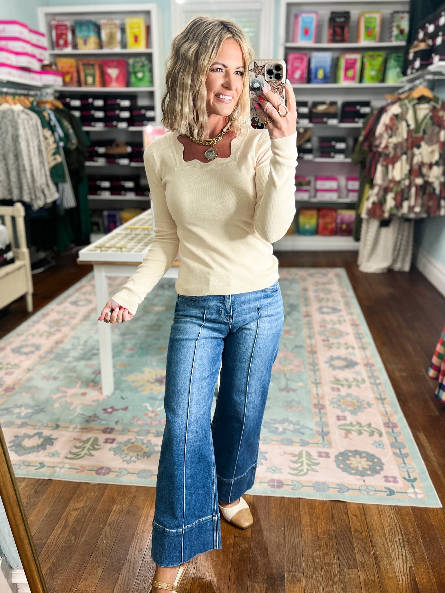 Sweet Rose Whisper Knit Top - Oatmeal