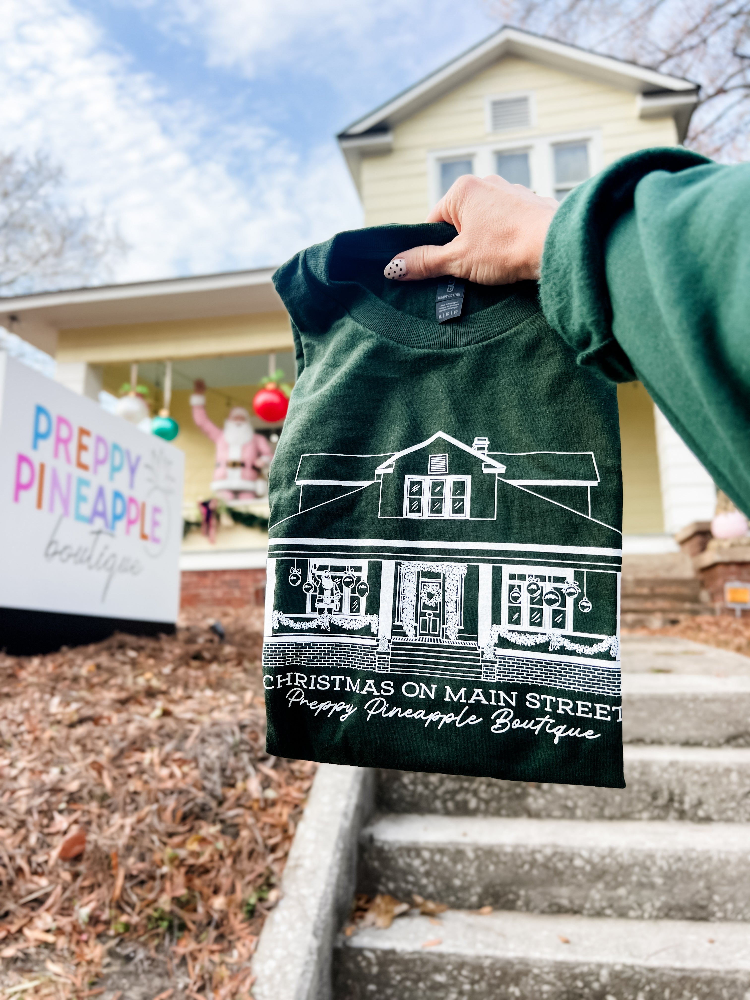 Preppy Pineapple Christmas On Main Tee