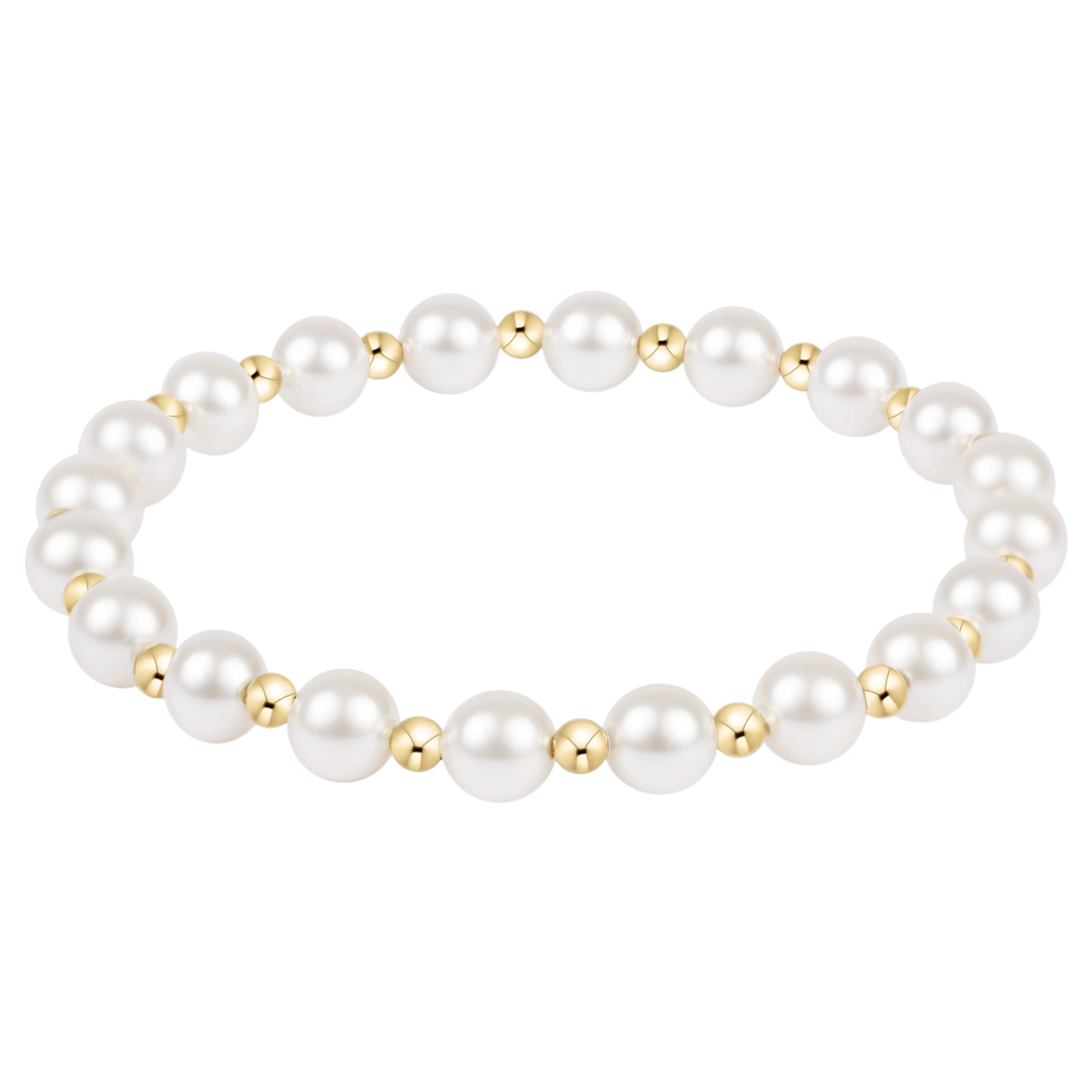 6mm pearl bead bracelet with gold-tone spacers and clasp