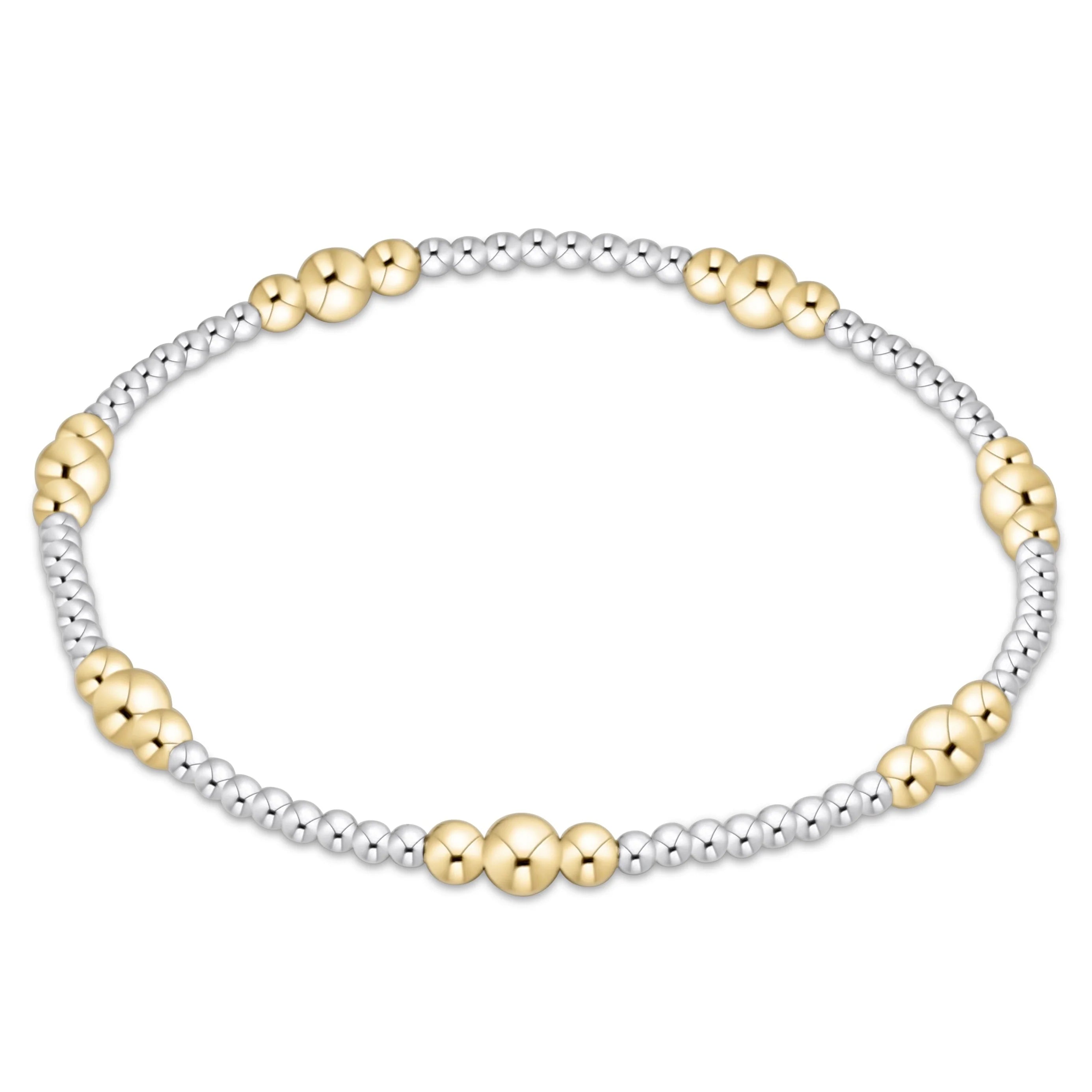 Mixed metal beaded bracelet with gold-tone and silver-tone round 4mm beads