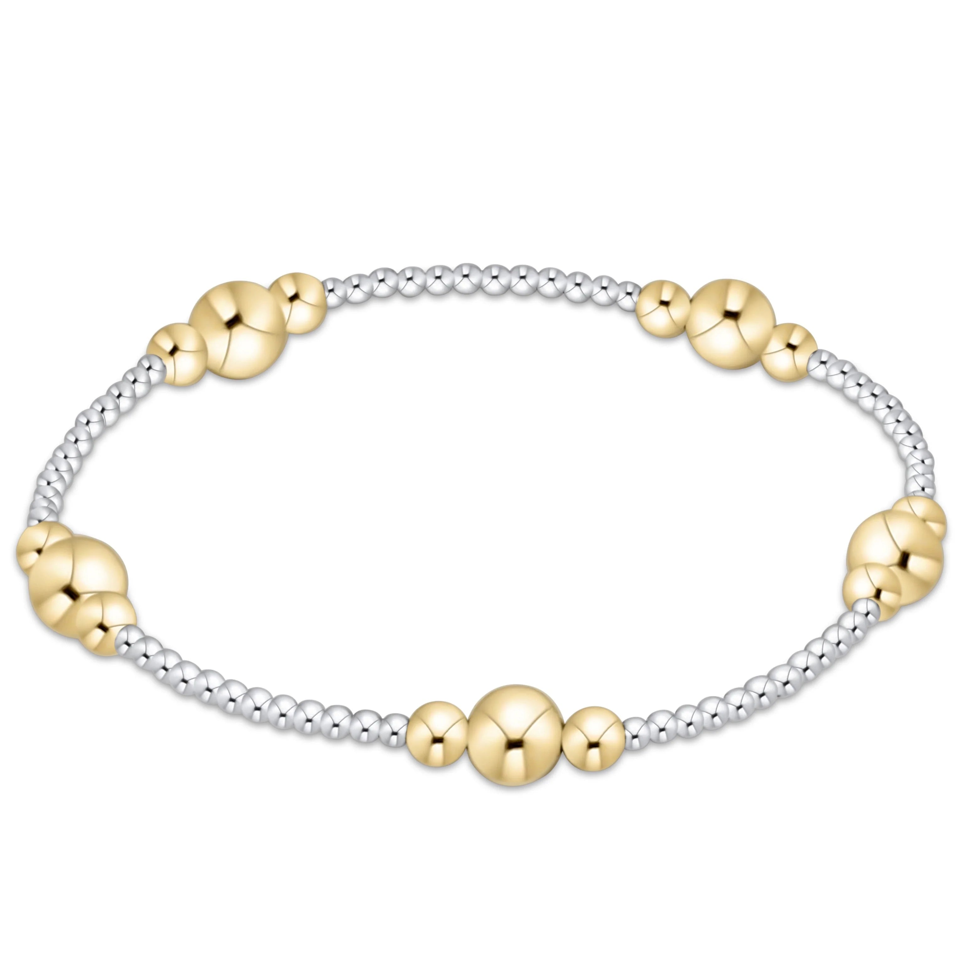 Mixed metal 6mm bracelet with gold and silver bead links and round segments