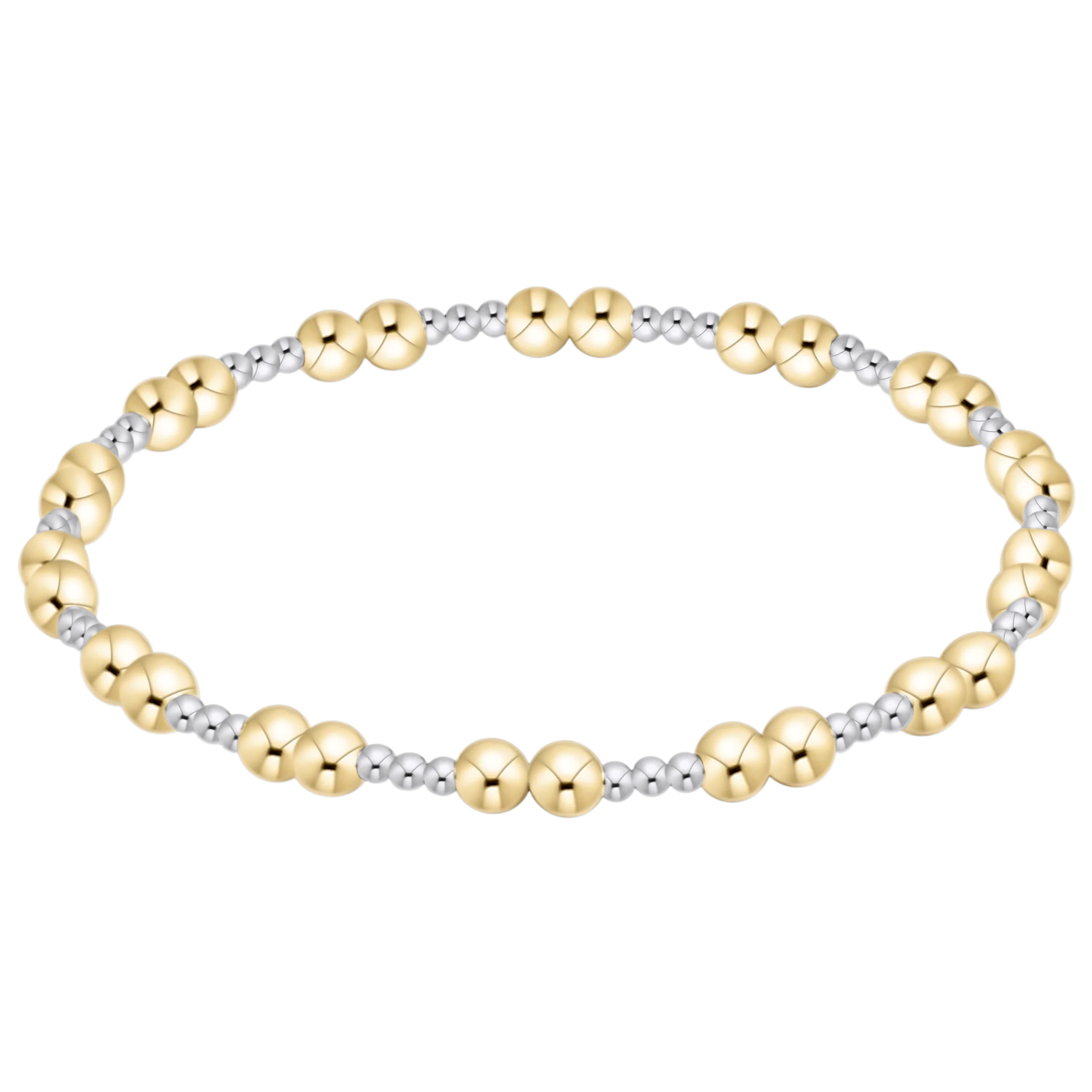Mixed metal ball-bead bracelet with gold and silver round beads