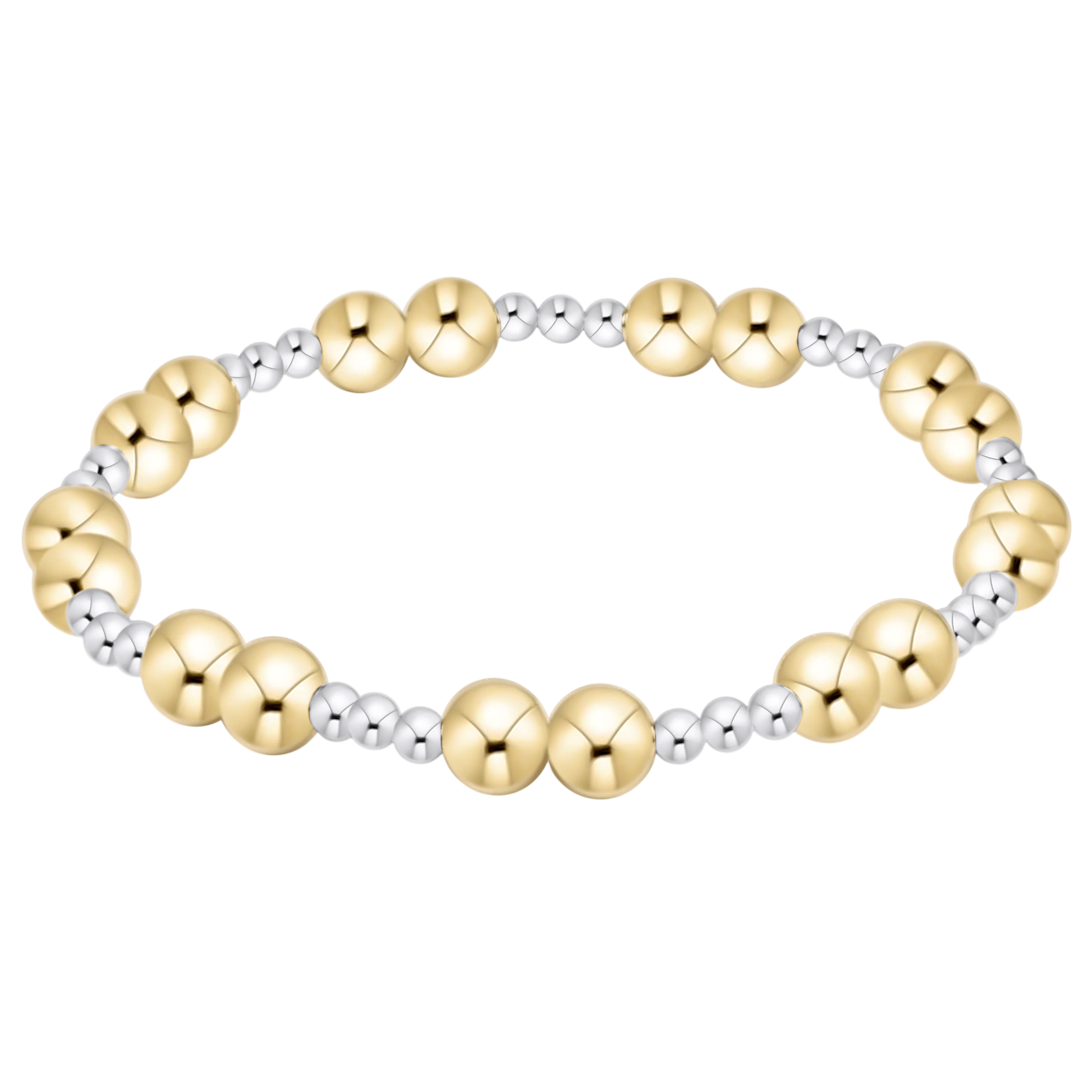 Mixed metal beaded bracelet with alternating gold and silver round beads