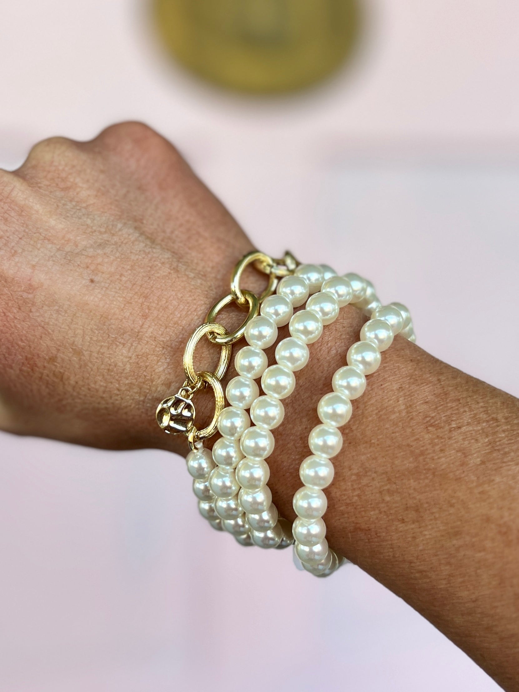 Pearl and Chain Bracelet Set