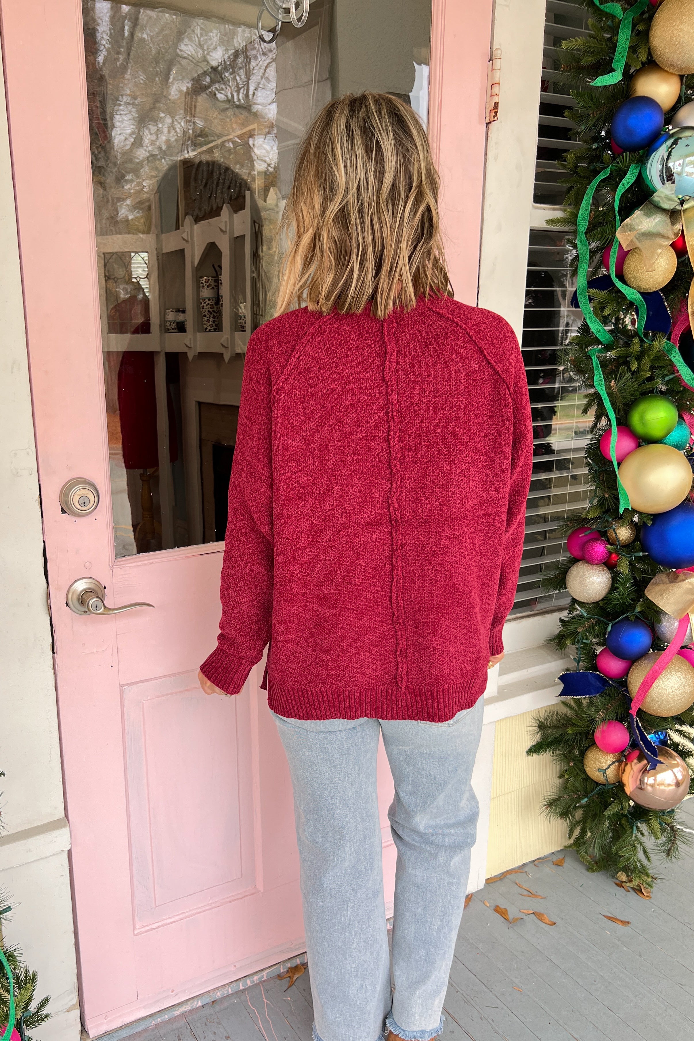 Perfect Classic Chenille Raglan Sweater - Cabernet