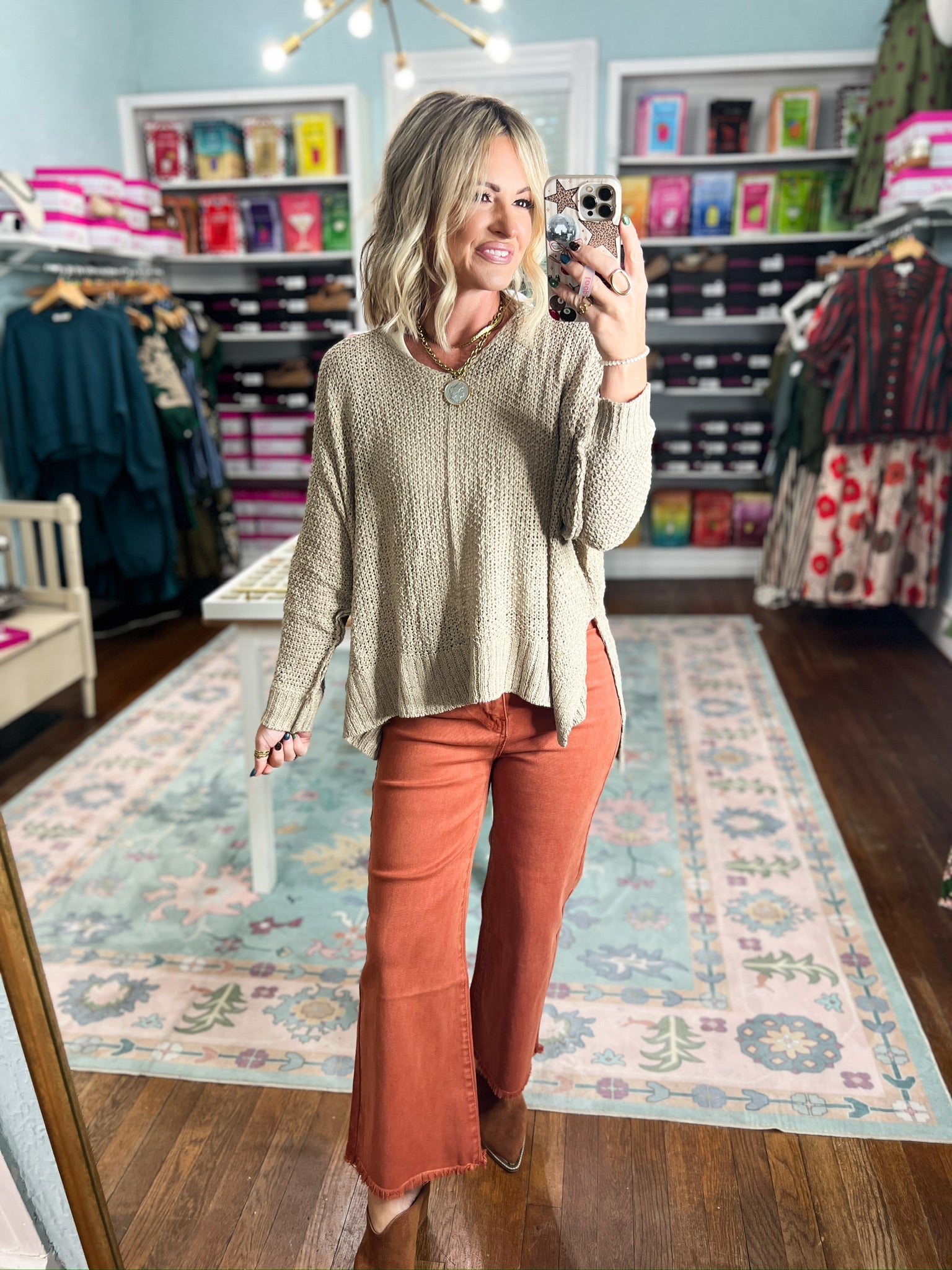 Why Not Dolman Sleeve Sweater Top - Lt. Mocha