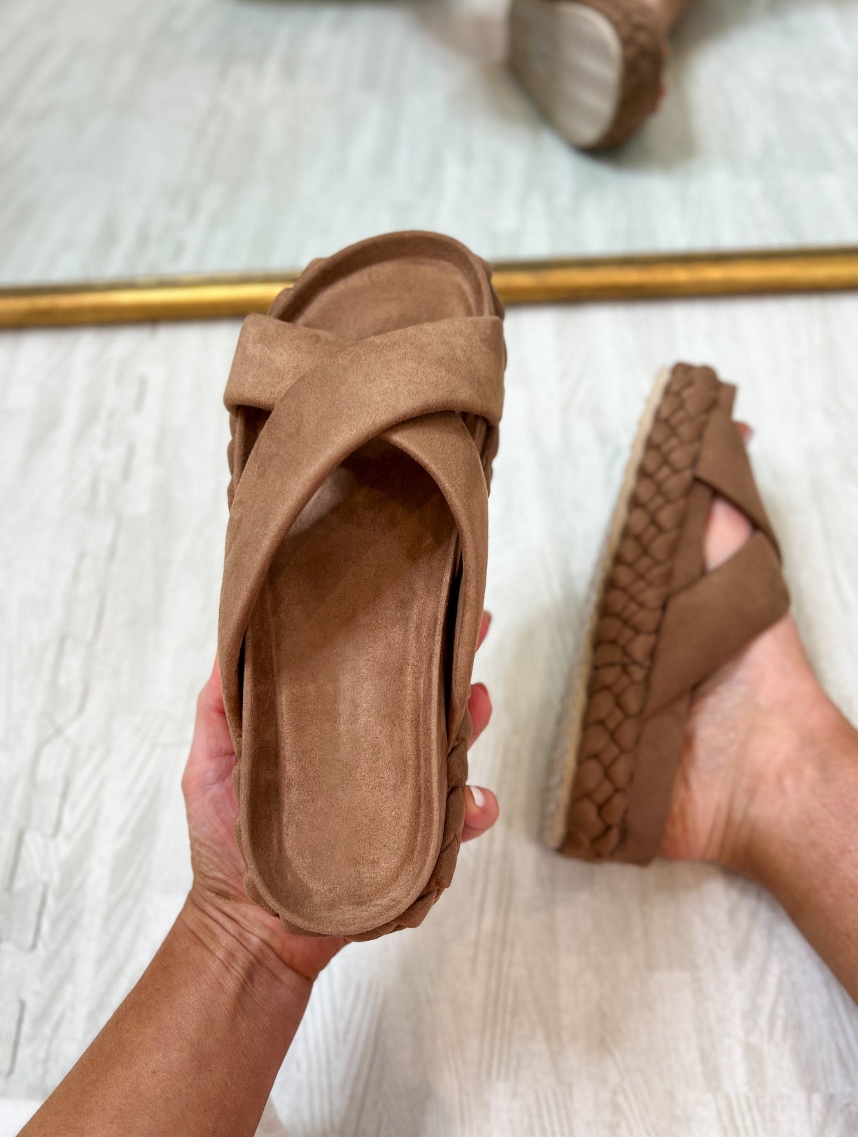 Mali Platform Cross Strap Slide Sandal