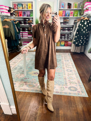 If You Insist Brush Mini Dress - Brown