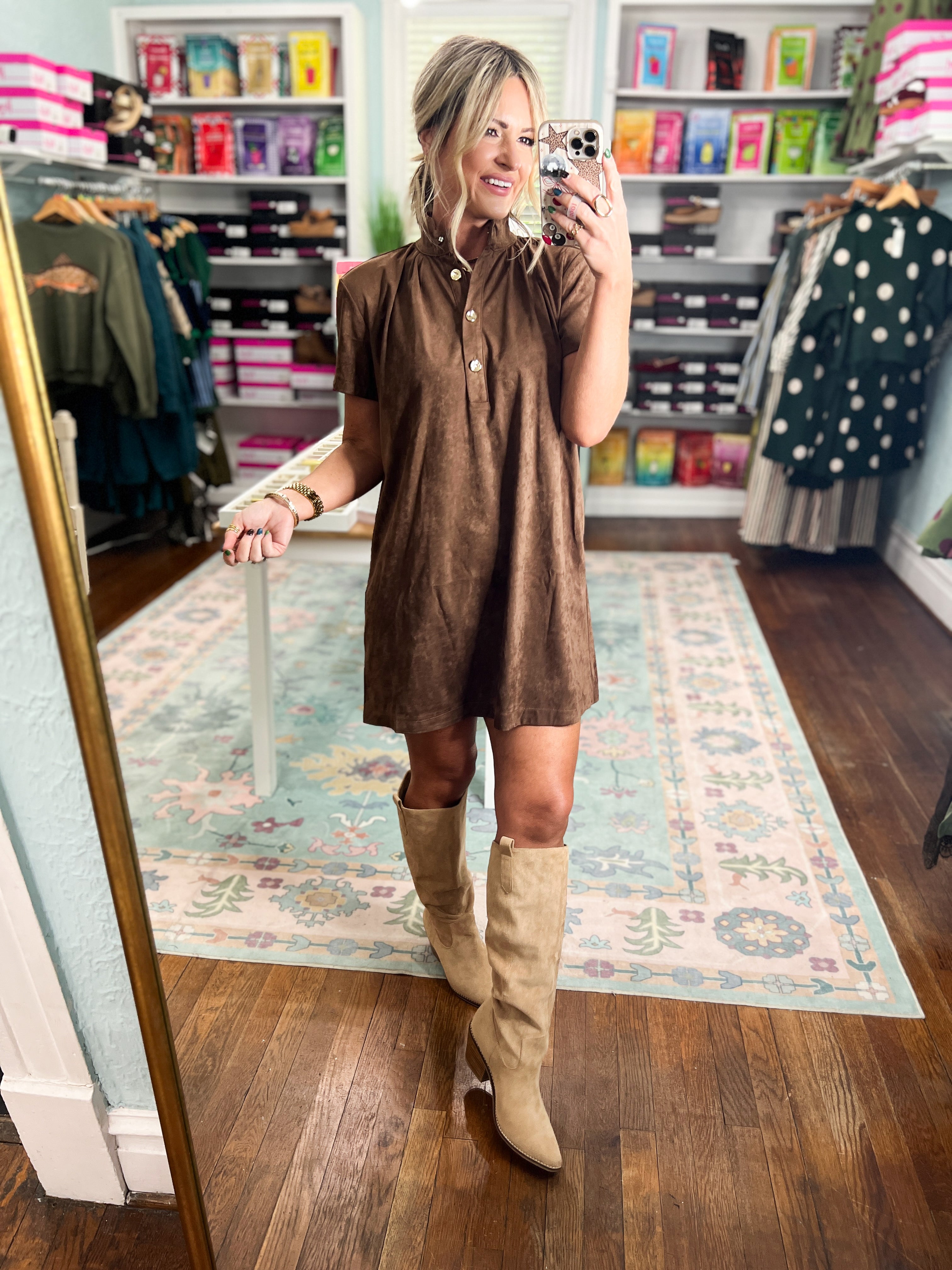 If You Insist Brush Mini Dress - Brown