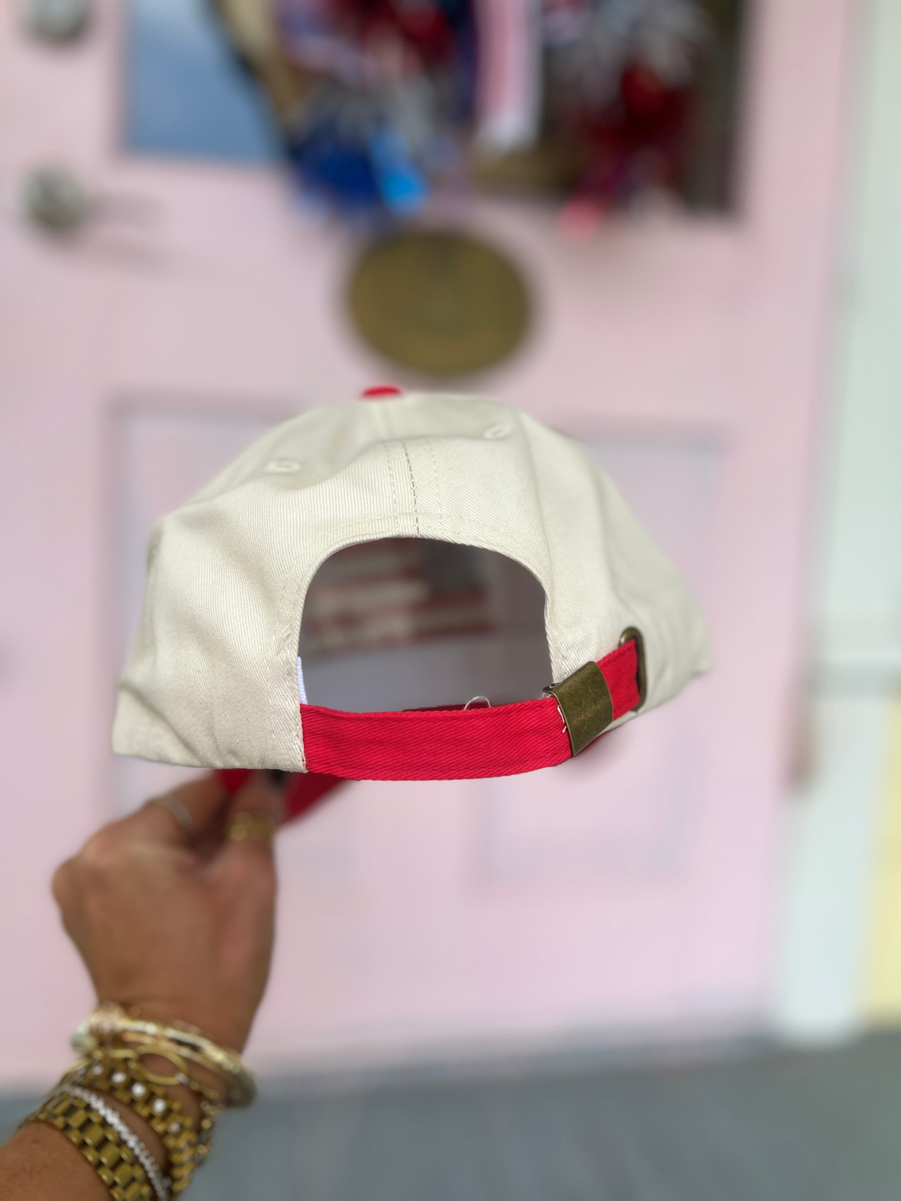 Star Floral American Flag Two Tone Cotton Hat - Red