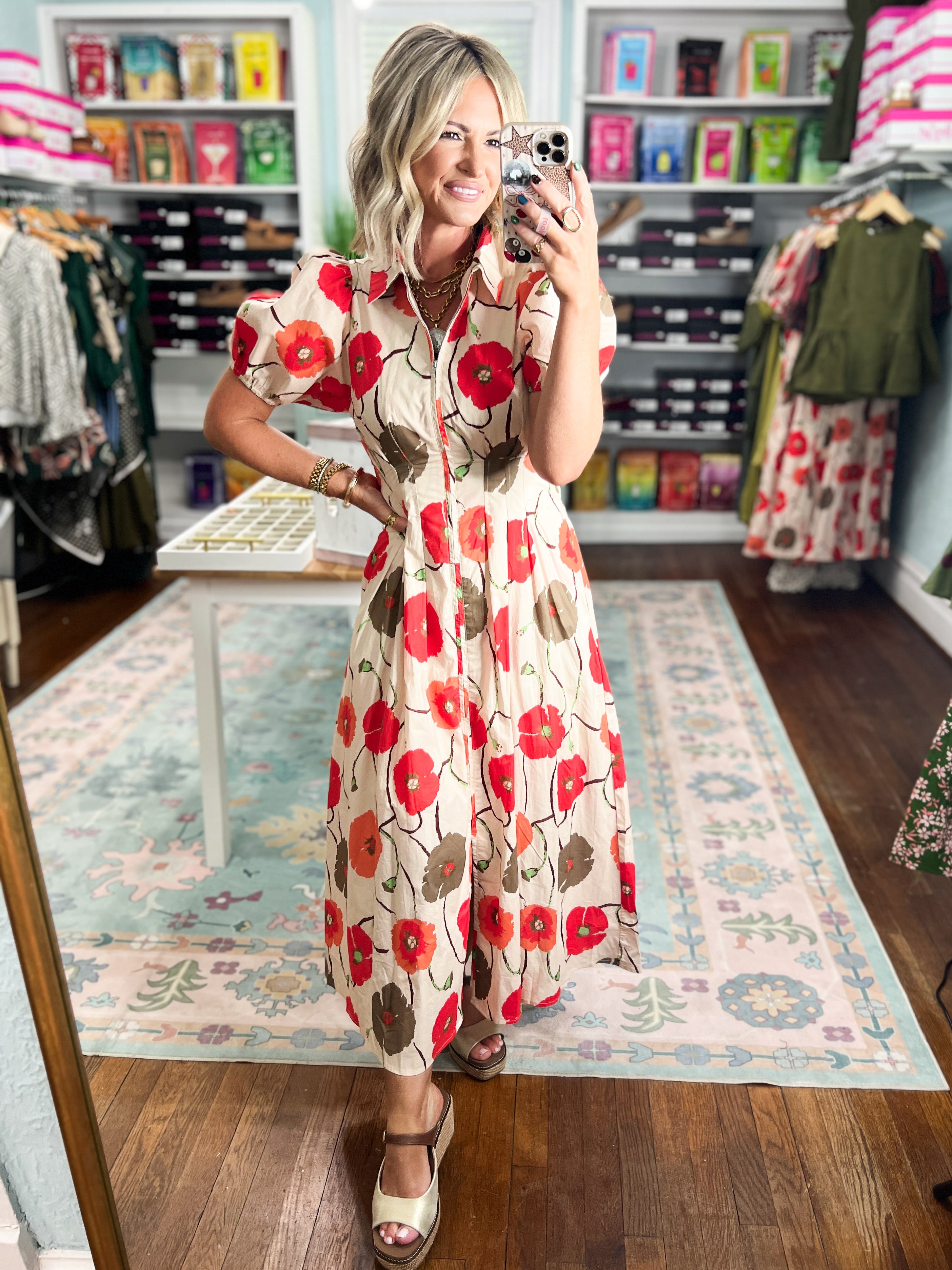 Poppy Garden Midi Dress