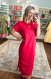 A Clear Mind Midi Dress - Ruby
