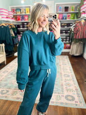 Lucky Star Patch Sleeve SWEATSHIRT - Dark Teal