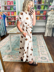 Charming in Dots Midi Dress - Ecru