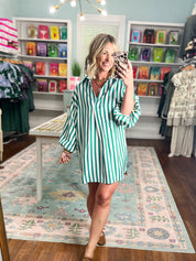 Daylight Mix Oversized Mini Dress - Green
